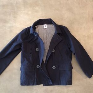 Unisex navy blue rain jacket/pea coat